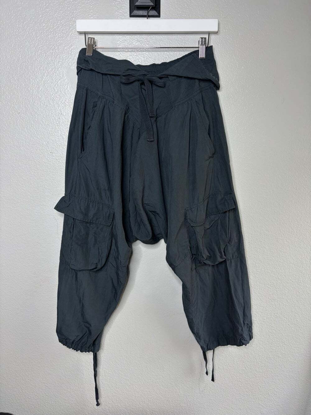 HTF Armani Exchange Grey Linen Blend Drop Crotch Harem Pants Womens Large/14